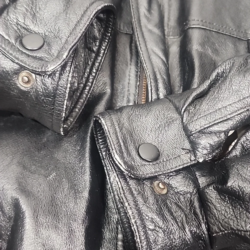 Burk's Bay Men's Black Leather Bomber Jacket. XL - Picture 10 of 13